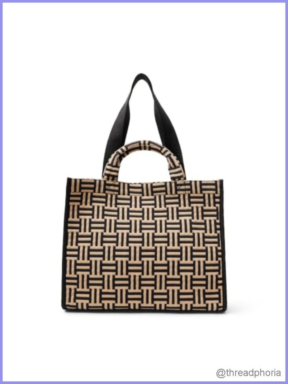 Jacquard Tote Bag Cotton Structured Magnetic Snap Lined Shoulder Handbag